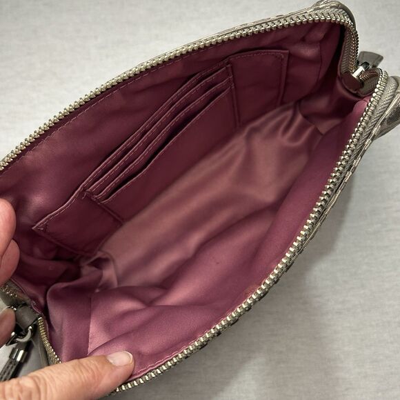 Coach OP Art Grey Wristlet Pouch Has Hangtag Signature Canvas Leather Trim - Picture 5 of 6